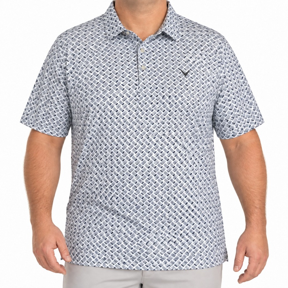 Callaway Opti Dri Golf Polo Shirt Men XL White Geometric Stretch Lightweight